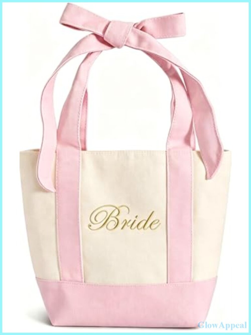 Embroidered Bride Tote Bag with Removable Bow, Bachelorette Gift, Canvas Mini